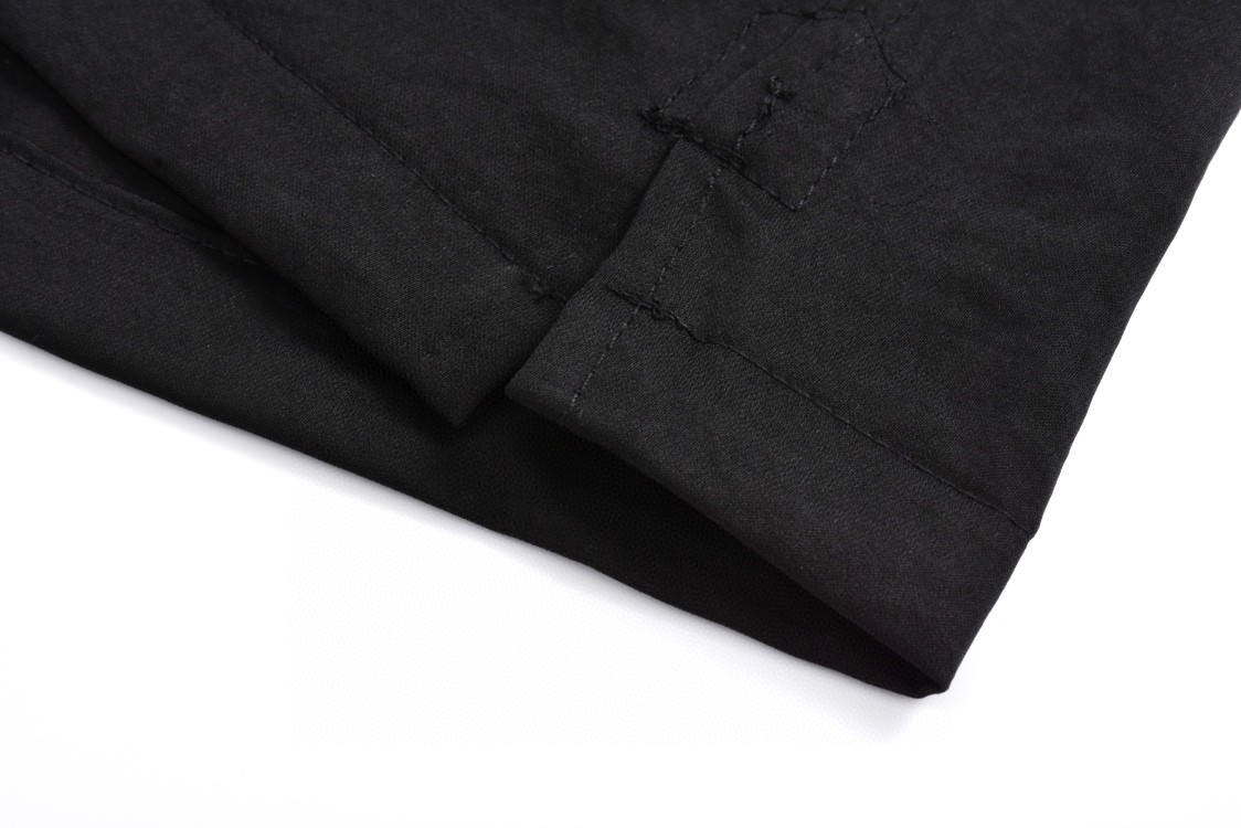 PRADA 普拉达 丝质条纹边饰字母logo印花翻领衬衫 短袖 黑色 UCS501-1QWC-F0002