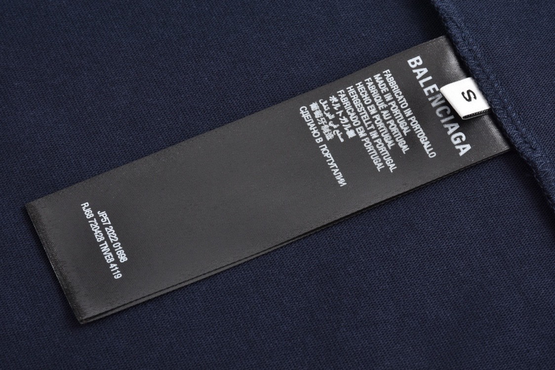 Balenciaga 巴黎世家 剪刀Saint字母logo印花短袖 T恤 夏季 深蓝色 809122TRVP18065