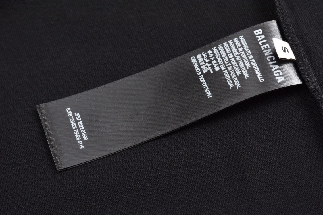 Balenciaga 巴黎世家 连帽假两件字母logo刺绣短袖 T恤 夏季 黑色