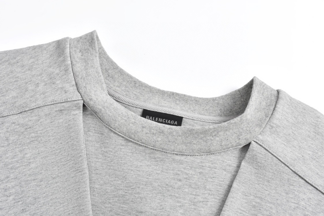 Balenciaga 巴黎世家 连帽假两件字母logo刺绣短袖 T恤 夏季 灰色