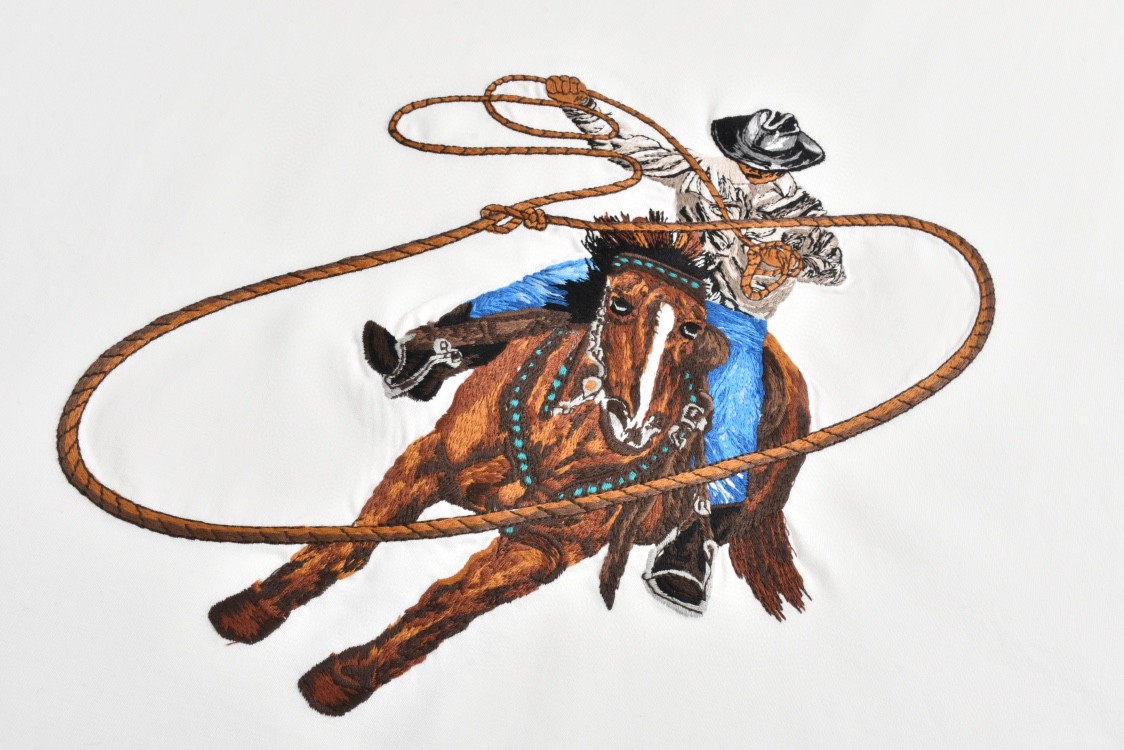 LOUIS VUITTON 路易威登 套马牛仔logo刺绣图案圆领短袖 T恤 白色 1AFXNS