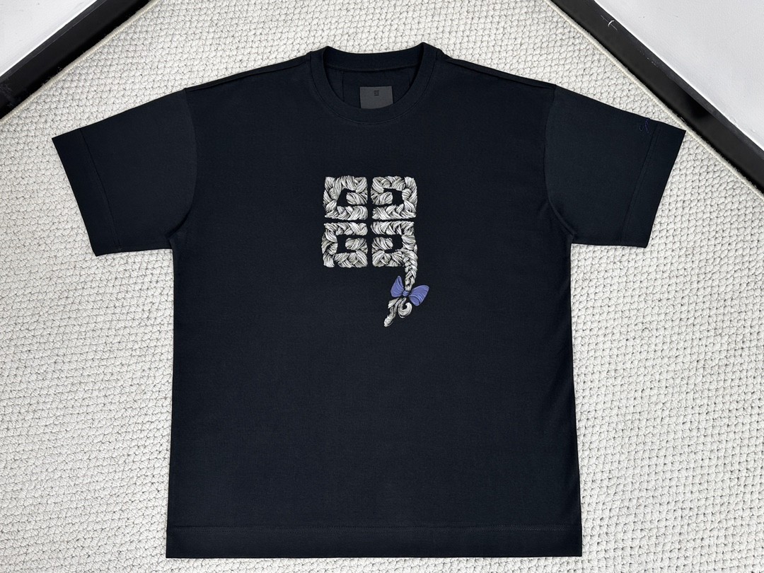 Givenchy 纪梵希 logo编织印花 T恤 短袖 套头 夏款 黑色 BM71JA3YNR-001