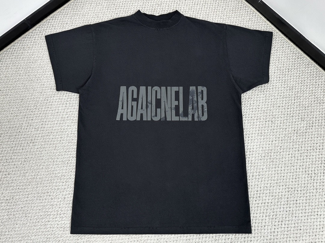 Balenciaga 巴黎世家 做旧破洞字母logo印花短袖 T恤 夏季 深灰色 787349TRVA11576