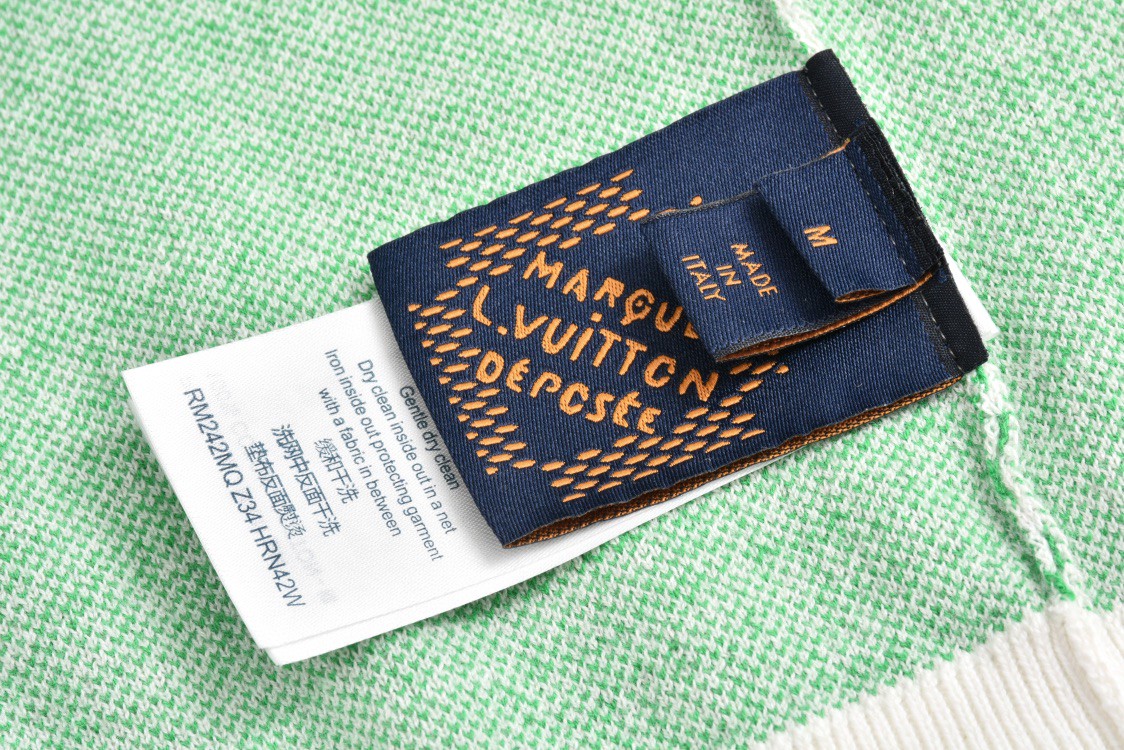 LOUIS VUITTON 路易威登 棋盘格字母logo圆领毛衣 长袖 绿色 1AFJHF