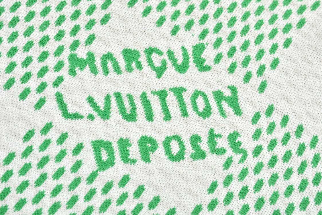 LOUIS VUITTON 路易威登 棋盘格字母logo圆领毛衣 长袖 绿色 1AFJHF