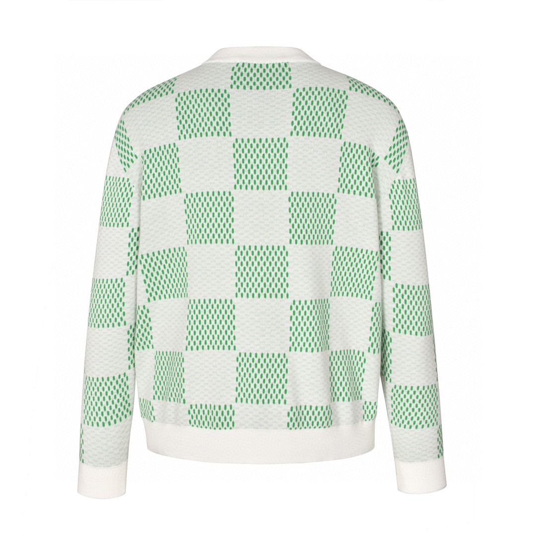LOUIS VUITTON 路易威登 棋盘格字母logo圆领毛衣 长袖 绿色 1AFJHF