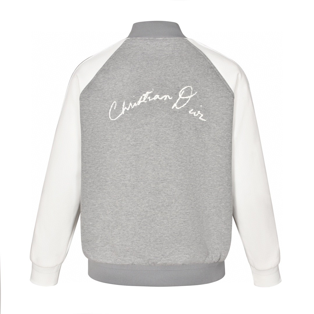 DIOR 迪奥 铃兰花签名刺绣棒球服 夹克 外套 长袖 灰色 787349TRVP71041