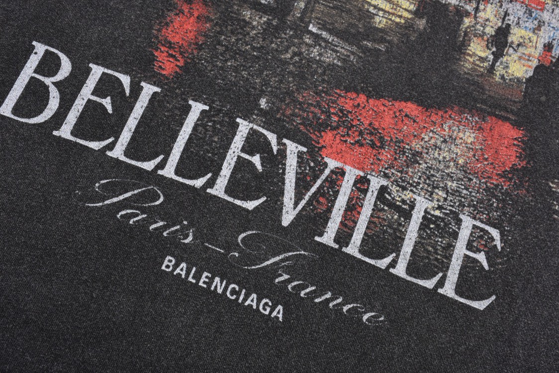 Balenciaga 巴黎世家 夜景街道字母logo印花短袖 T恤 夏季 黑色 787349TRVP71041