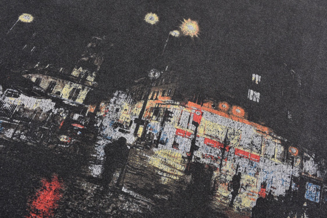 Balenciaga 巴黎世家 夜景街道字母logo印花短袖 T恤 夏季 黑色 787349TRVP71041