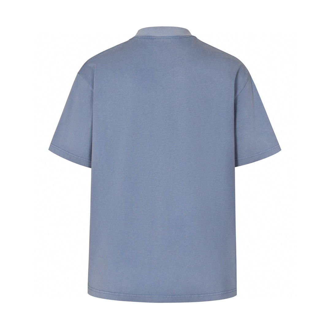 Balenciaga 巴黎世家 巴黎铁塔字母logo印花短袖 T恤 夏季 水洗蓝