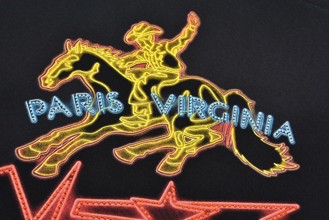 LOUIS VUITTON 路易威登 西部牛仔风仙人掌印花圆领短袖 T恤 黑色 