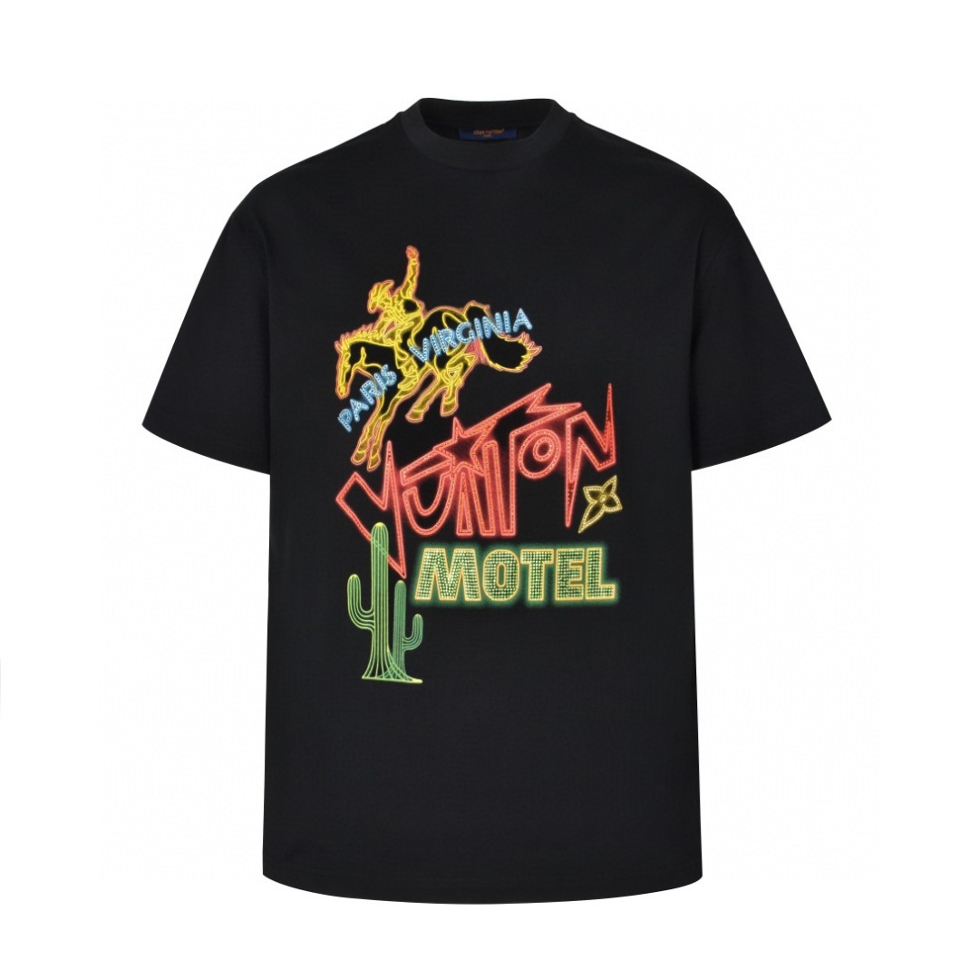 LOUIS VUITTON 路易威登 西部牛仔风仙人掌印花圆领短袖 T恤 黑色 