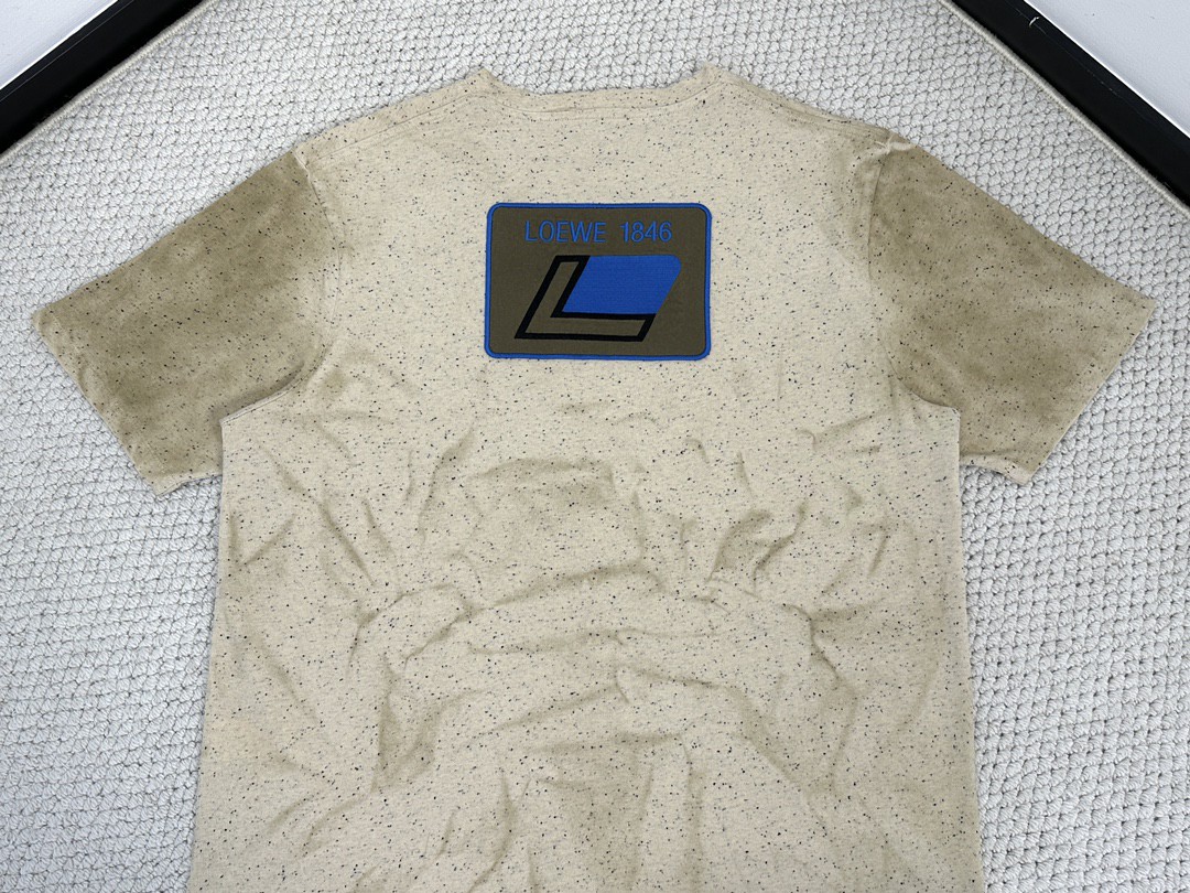 Loewe 罗意威 字母Logo印花圆领 短袖 T恤 夏季 燕麦色 H526Y22XBE-2870