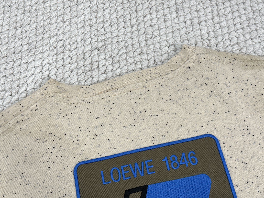 Loewe 罗意威 字母Logo印花圆领 短袖 T恤 夏季 燕麦色 H526Y22XBE-2870