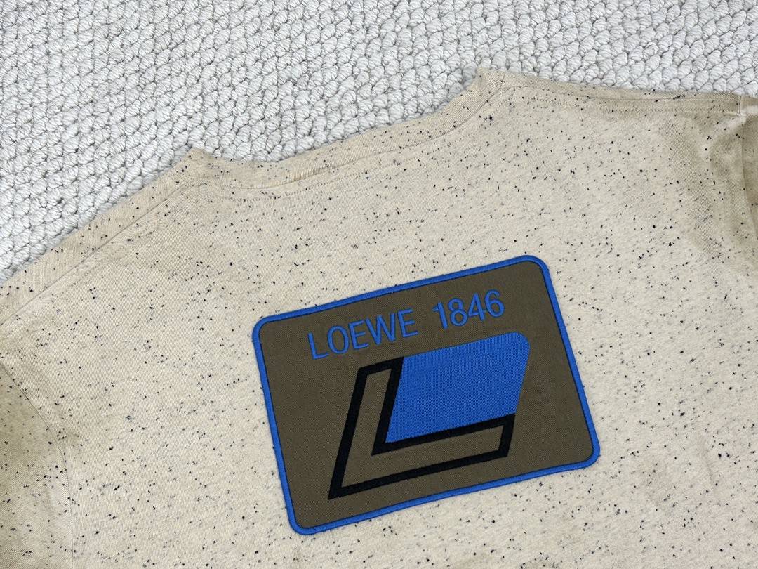 Loewe 罗意威 字母Logo印花圆领 短袖 T恤 夏季 燕麦色 H526Y22XBE-2870