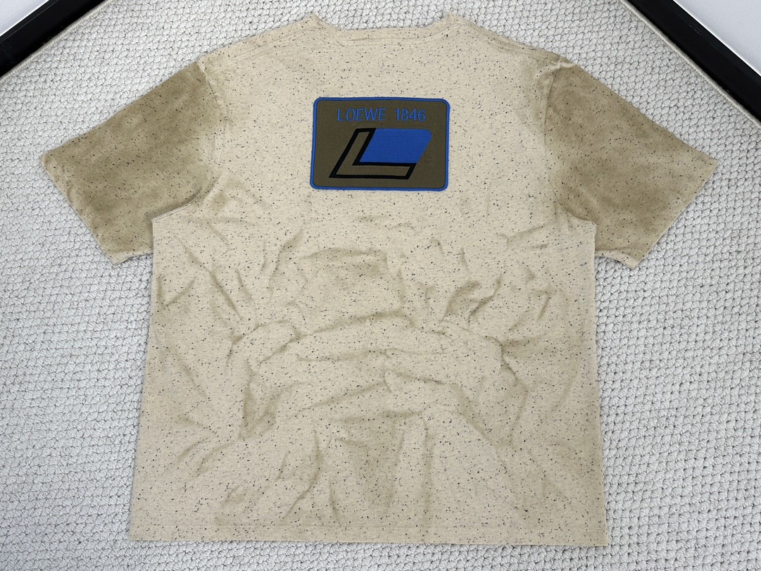 Loewe 罗意威 字母Logo印花圆领 短袖 T恤 夏季 燕麦色 H526Y22XBE-2870