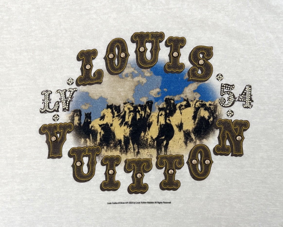 LOUIS VUITTON 路易威登 烫钻字母logo印花圆领短袖 T恤 白色 1AFWUR