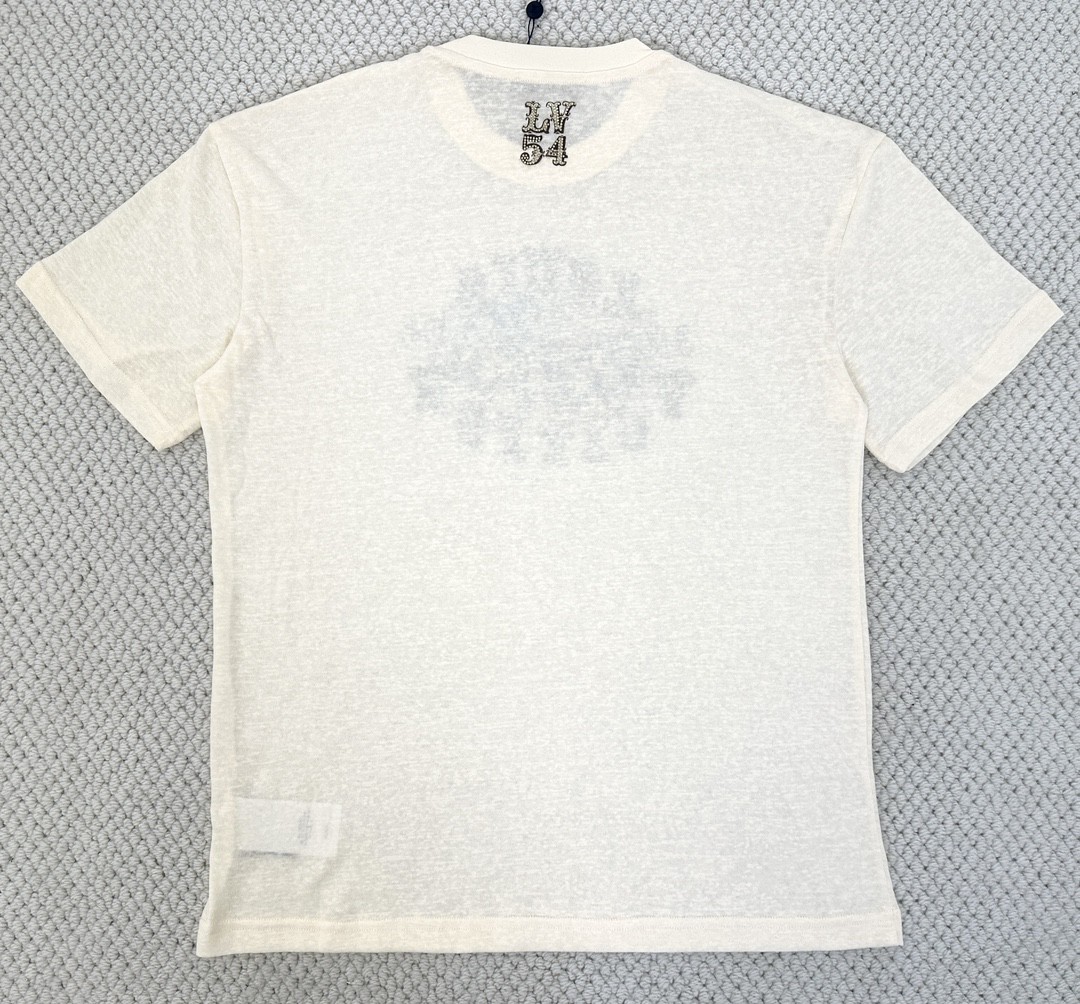 LOUIS VUITTON 路易威登 烫钻字母logo印花圆领短袖 T恤 白色 1AFWUR