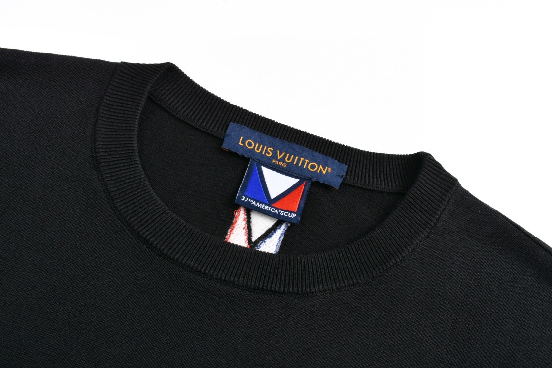 LOUIS VUITTON 路易威登 美洲杯 烫钻logo字母圆领 T恤 短袖 黑色 1AFVS9