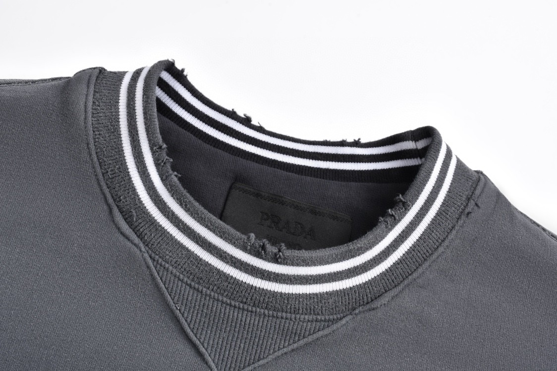 PRADA 普拉达 水洗渐变字母logo印花卫衣 圆领 长袖 蓝色 UJL69B-15CA-F0008-S-OOO