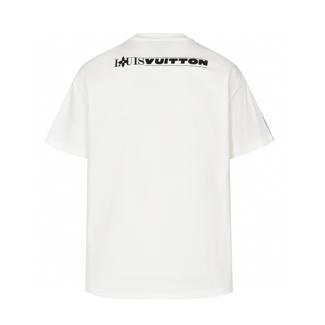 LOUIS VUITTON 路易威登 美洲杯浮雕logo字母刺绣圆领短袖 T恤 白色 1AFVUX