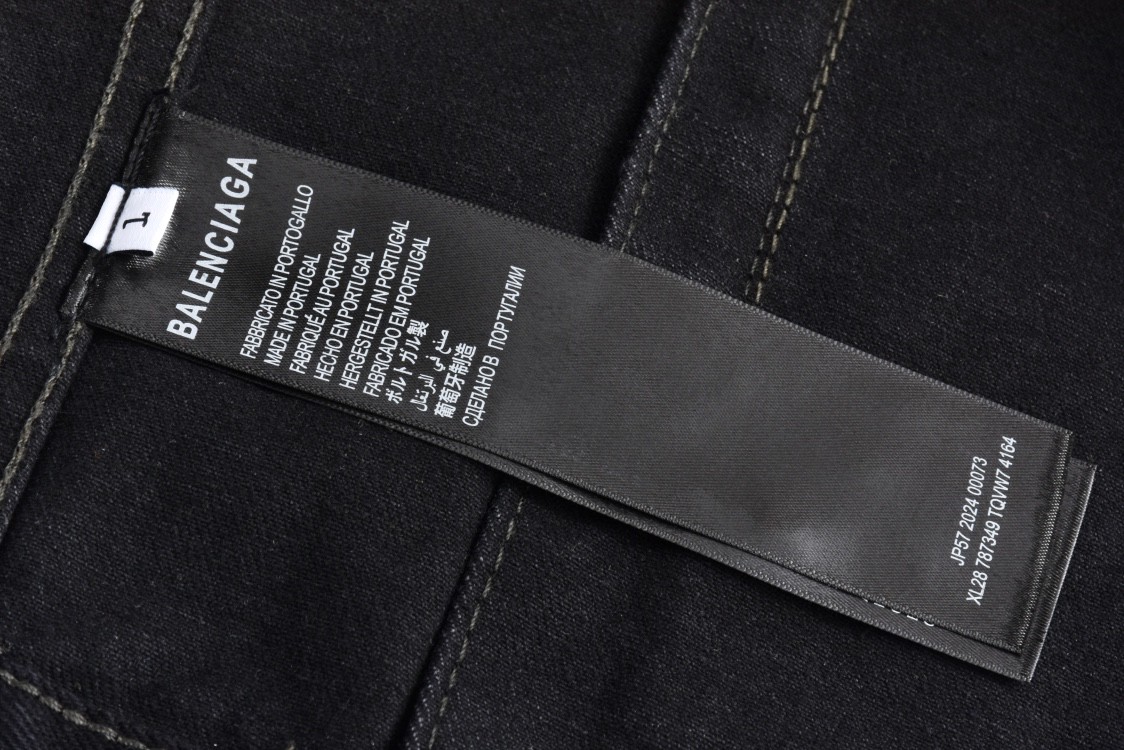 Balenciaga 巴黎世家 后背彩色烫钻牛仔外套 长袖 夹克 秋冬 黑灰色