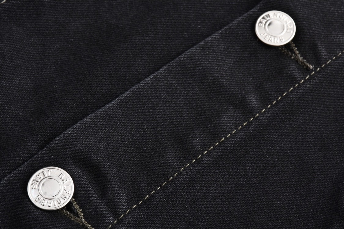 Balenciaga 巴黎世家 后背彩色烫钻牛仔外套 长袖 夹克 秋冬 黑灰色