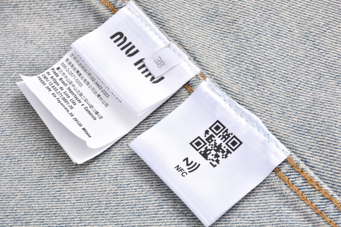 MIU MIU 缪缪 字母刺绣徽标牛仔外套 夹克 长袖 蓝色 GWB195-1373-F0076-S-OOO