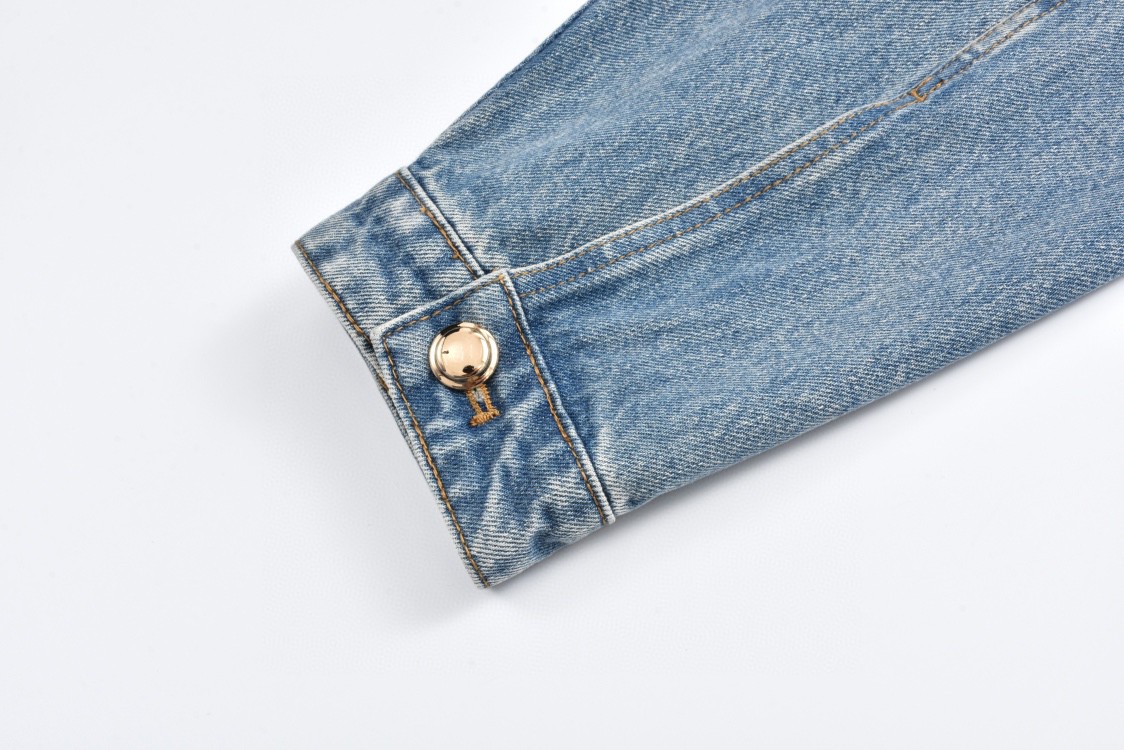 MIU MIU 缪缪 字母刺绣徽标牛仔外套 夹克 长袖 蓝色 GWB195-1373-F0076-S-OOO