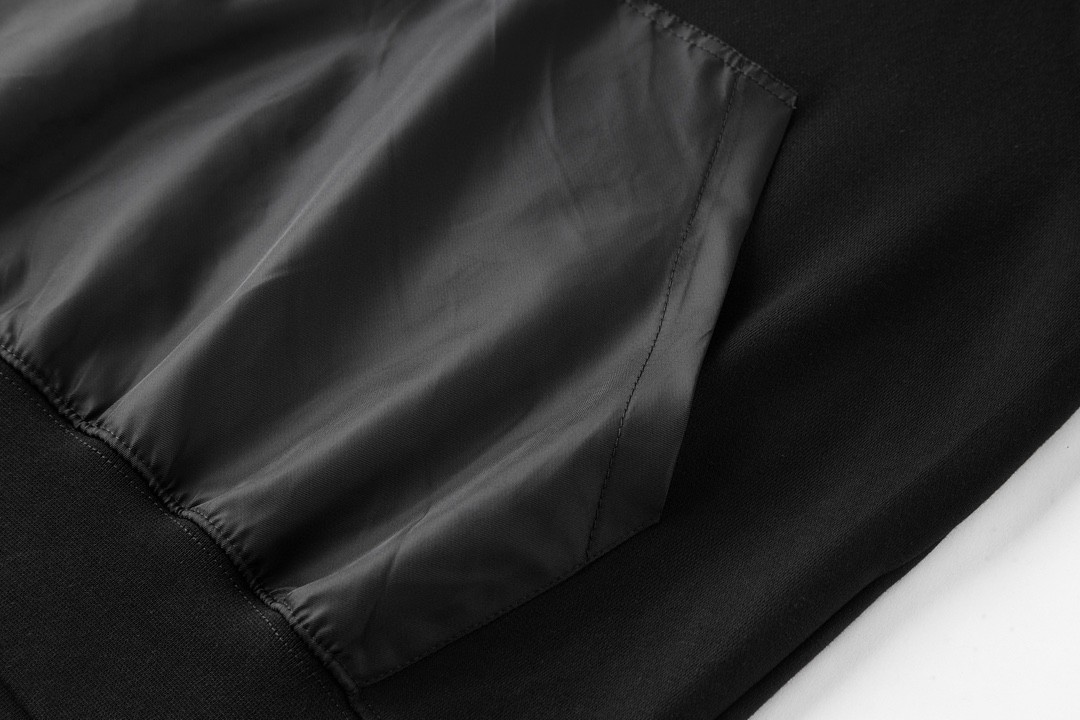 PRADA 普拉达 拼接尼龙口袋连帽卫衣 长袖 秋冬款 黑色 UJL45B-11CC-F0002-S-OOO