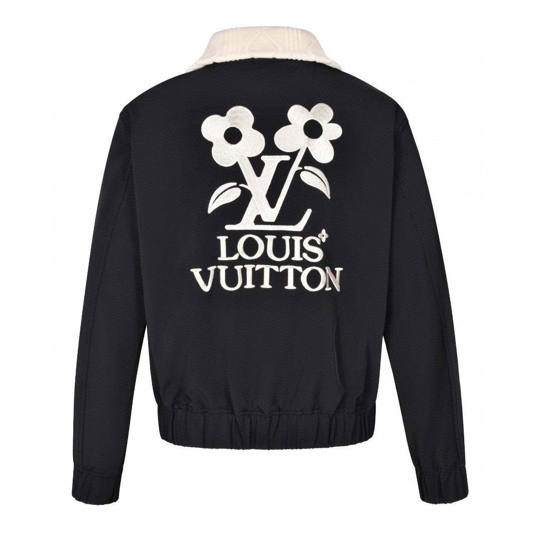 LOUIS VUITTON 路易威登 Tyler 联名款 SS24 拼色Logo刺绣高领拉链夹克 外套 长袖 黑白 1AFPU6