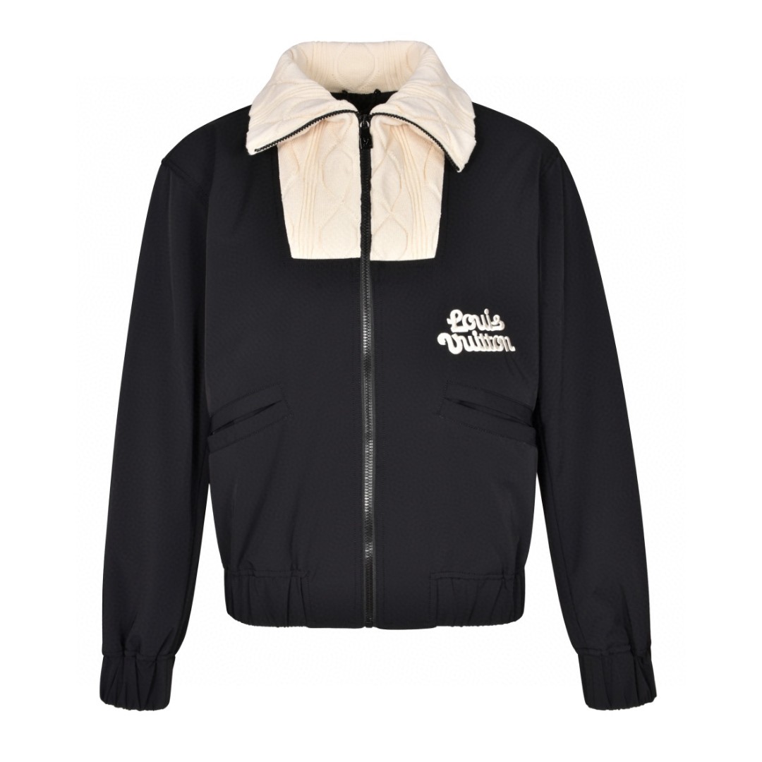 LOUIS VUITTON 路易威登 Tyler 联名款 SS24 拼色Logo刺绣高领拉链夹克 外套 长袖 黑白 1AFPU6