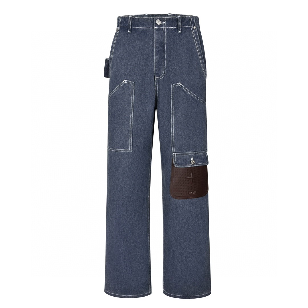 DIOR 迪奥 STONE ISLAND 石头岛联名 贴皮口袋牛仔裤 长裤 裤子 蓝灰色 493D184A385X-C887