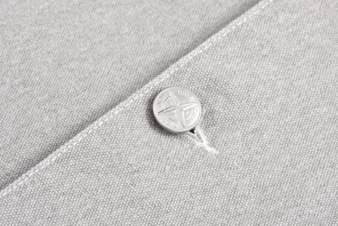 DIOR 迪奥 STONE ISLAND 石头岛联名 贴皮口袋牛仔外套 衬衫 长袖 浅灰色