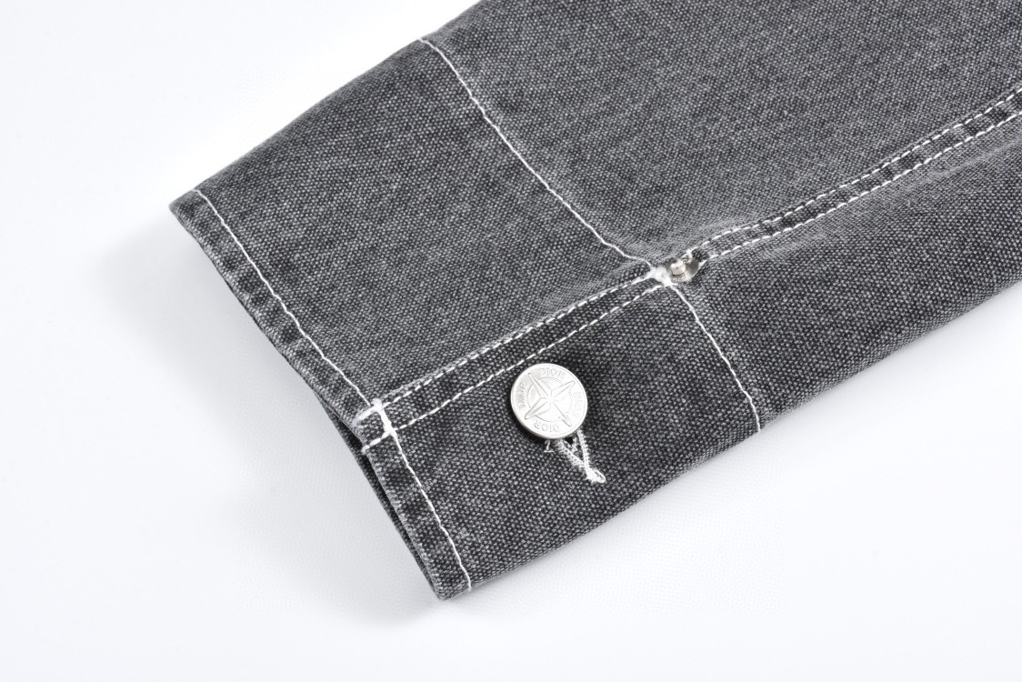 DIOR 迪奥 STONE ISLAND 石头岛联名 贴皮口袋牛仔外套 衬衫 长袖 深灰色 