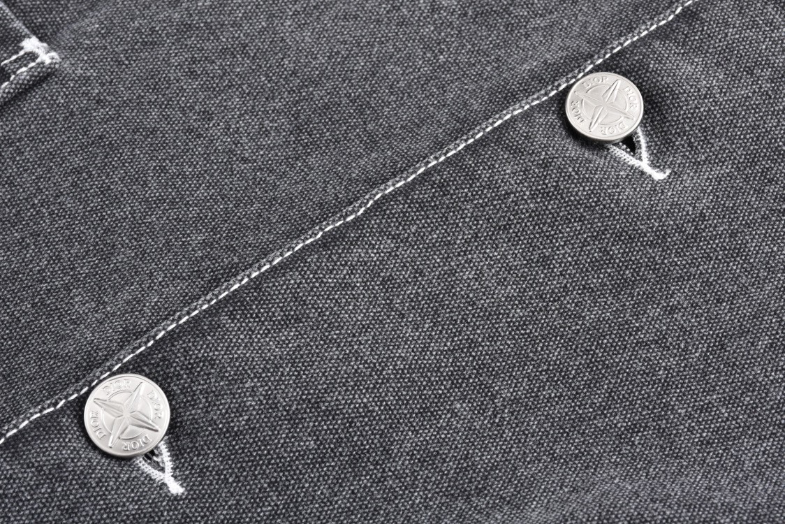 DIOR 迪奥 STONE ISLAND 石头岛联名 贴皮口袋牛仔外套 衬衫 长袖 深灰色 