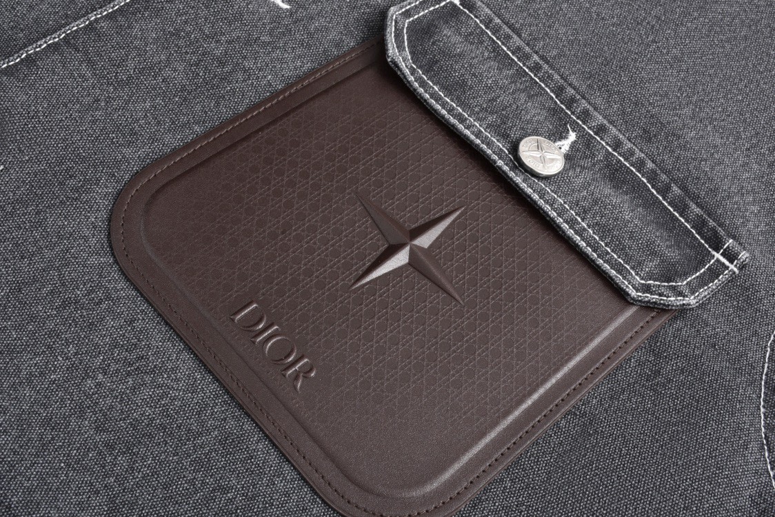 DIOR 迪奥 STONE ISLAND 石头岛联名 贴皮口袋牛仔外套 衬衫 长袖 深灰色 