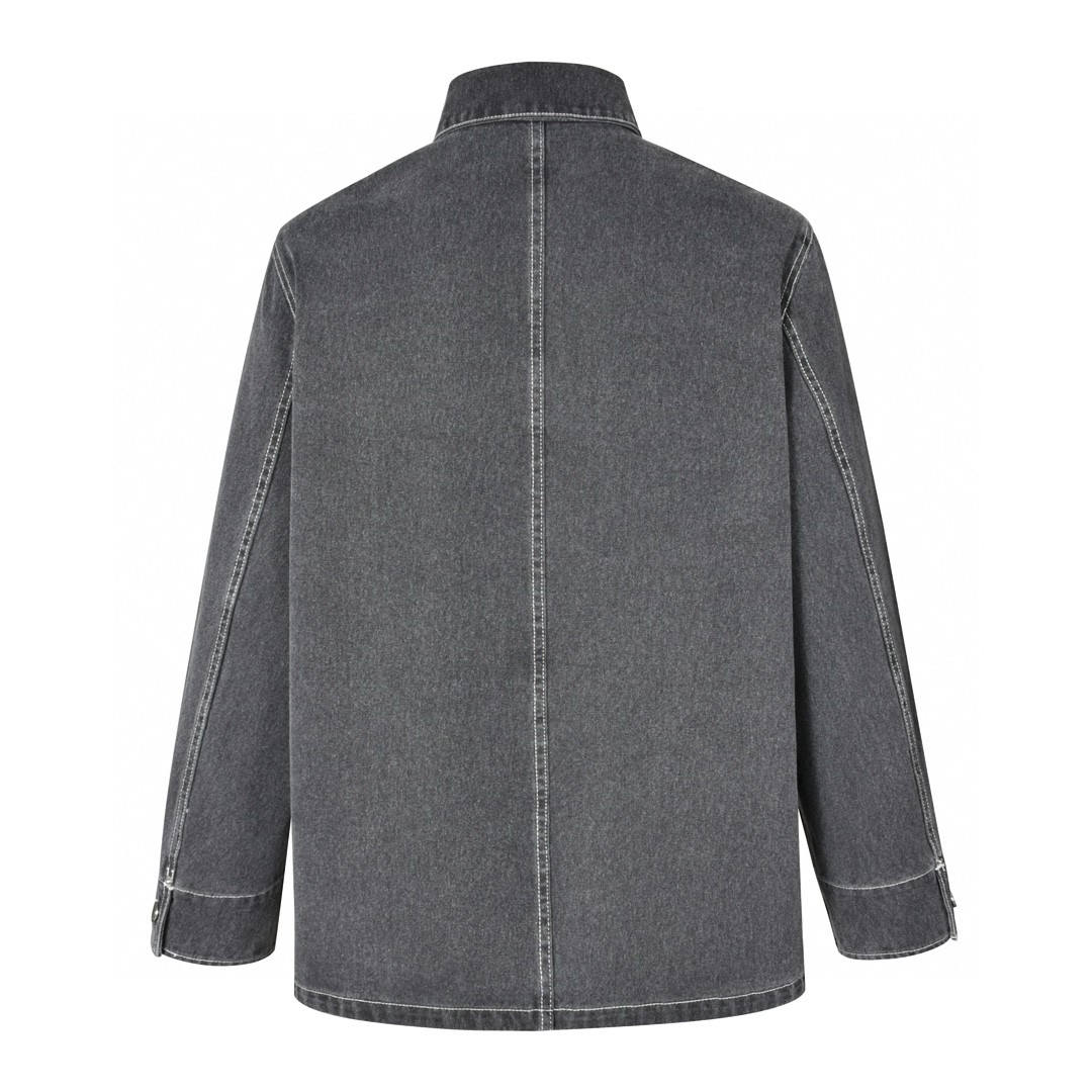 DIOR 迪奥 STONE ISLAND 石头岛联名 贴皮口袋牛仔外套 衬衫 长袖 深灰色 