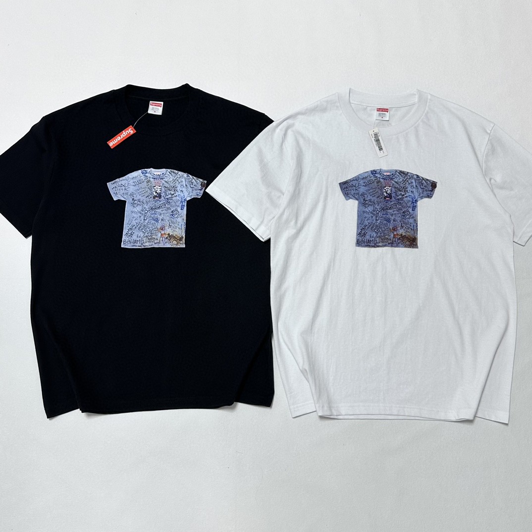 Supreme SS24 30周年纪念系列 WEEK1130TH ANNIVERSARY FIRSTTEE 图案印花短袖 T恤 黑色 白色 SUP-SS24-184