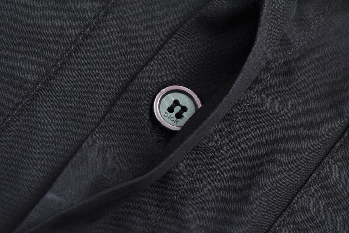 DIOR 迪奥 纯色多口袋束腰工装衬衫 外套 长袖 黑灰色 493C507A6228-C989
