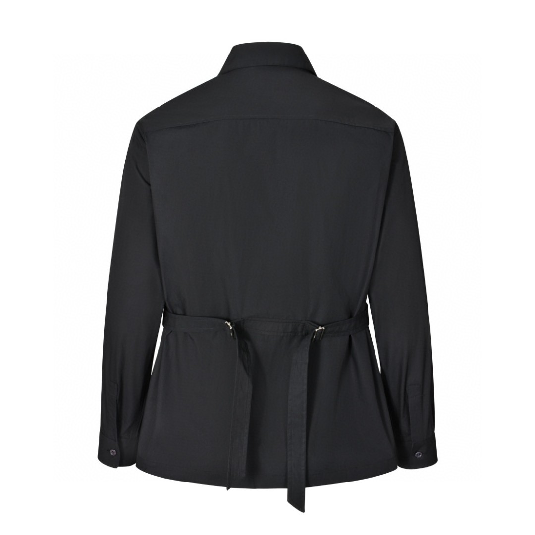 DIOR 迪奥 纯色多口袋束腰工装衬衫 外套 长袖 黑灰色 493C507A6228-C989