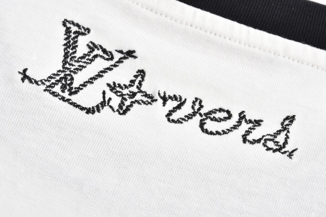 LOUIS VUITTON 路易威登 1854烫钻字母路标图案圆领短袖 T恤 白色 1AFXO1