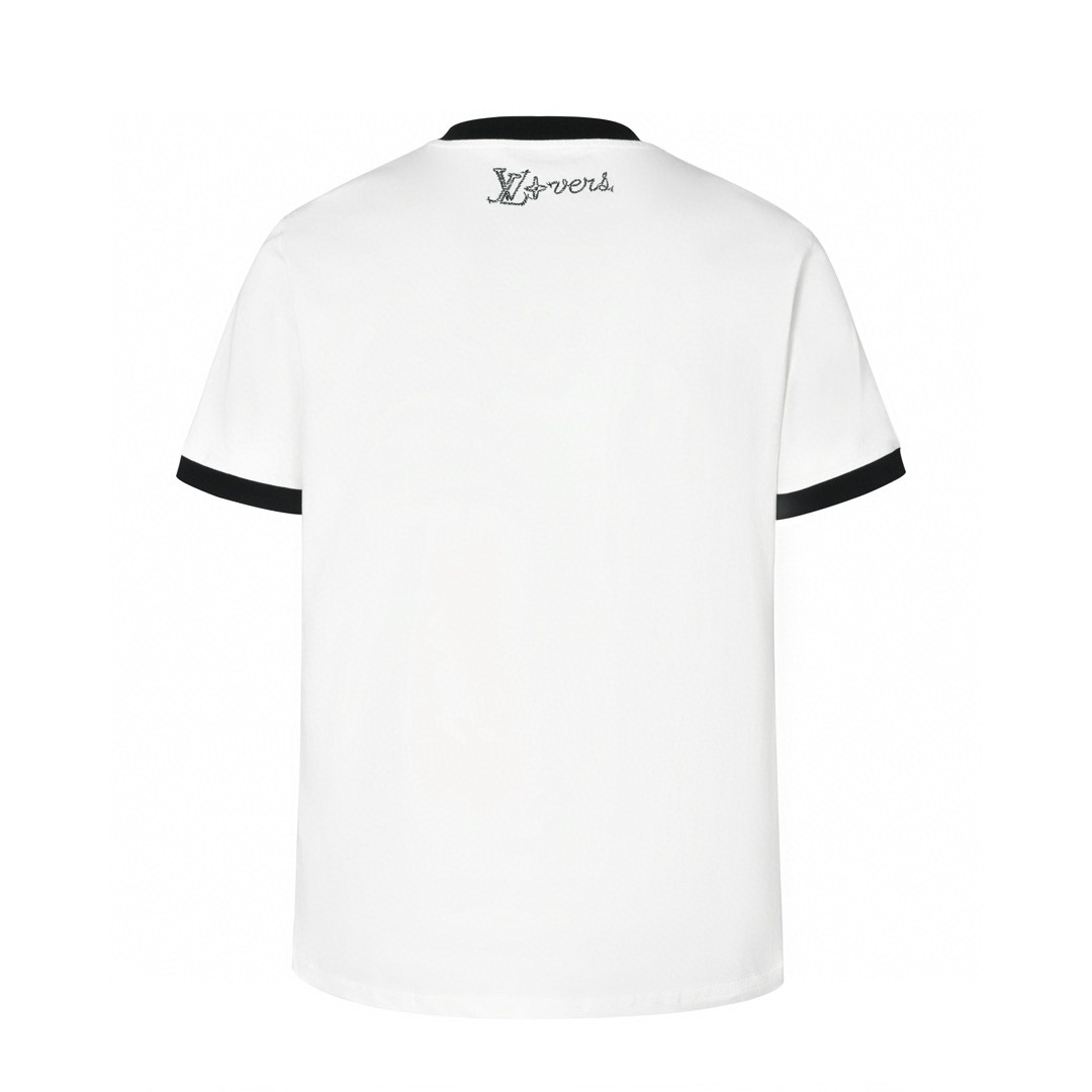 LOUIS VUITTON 路易威登 1854烫钻字母路标图案圆领短袖 T恤 白色 1AFXO1