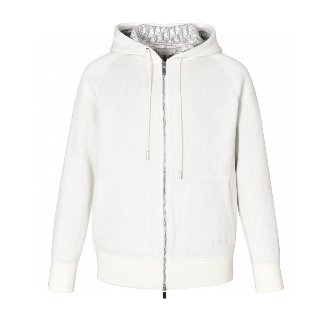 LOUIS VUITTON 路易威登 内衬满印羊绒针织连帽卫衣 长袖 秋冬款 白色 113M221AT225-C088