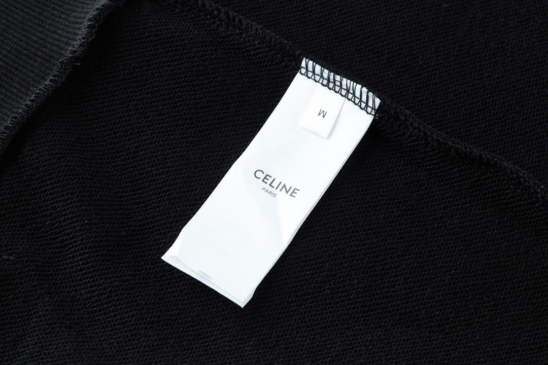 CELINE 赛琳 裂纹字母logo印花连帽卫衣 长袖 秋冬款 黑色 2Y75F670Q-38JE