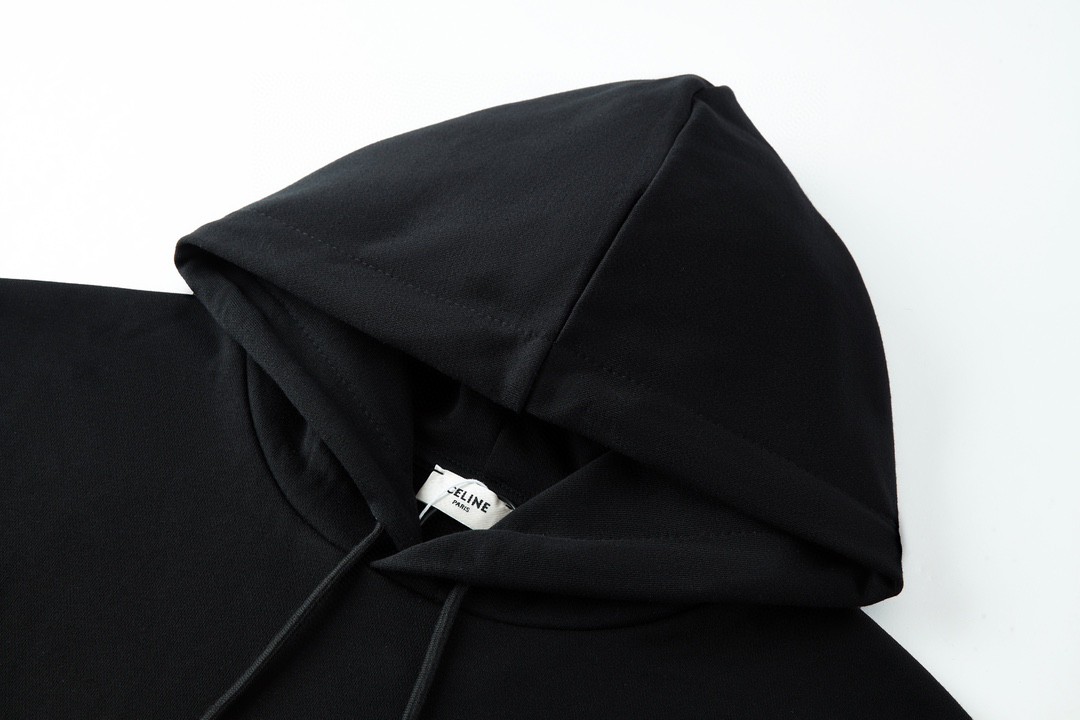 CELINE 赛琳 裂纹字母logo印花连帽卫衣 长袖 秋冬款 黑色 2Y75F670Q-38JE