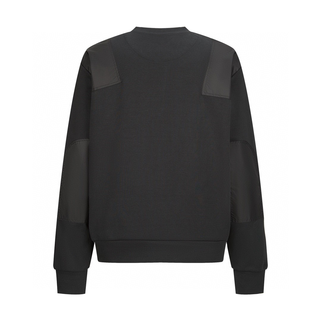 PRADA 普拉达 纯色尼龙拼接口袋卫衣 圆领 长袖 黑色 UJL35B-11JE-F0806-S-OOO