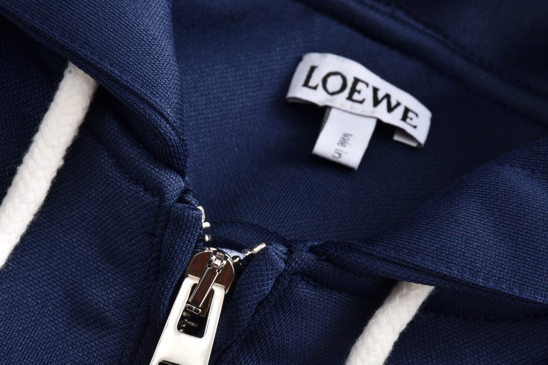 Loewe 罗意威 字母Logo刺绣拉链连帽卫衣 长袖 秋冬 蓝色 S359Y25X35-5510