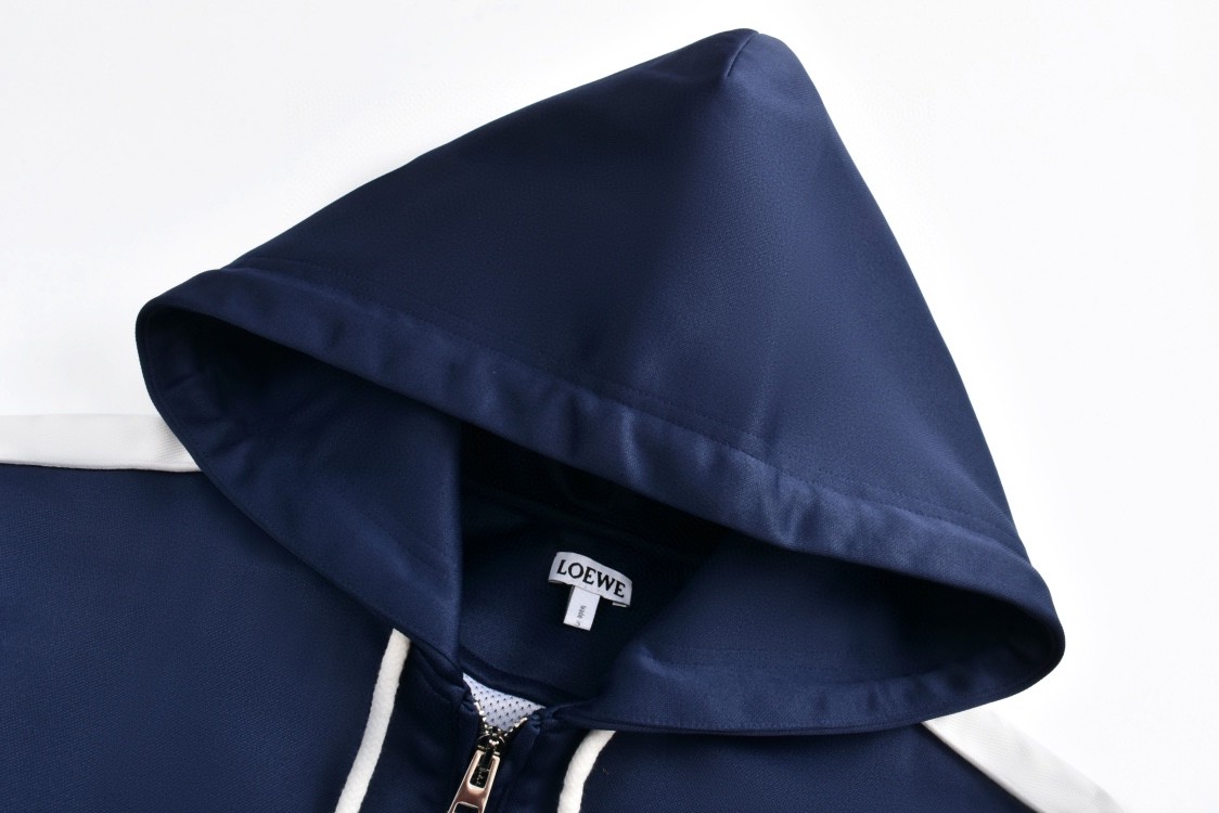 Loewe 罗意威 字母Logo刺绣拉链连帽卫衣 长袖 秋冬 蓝色 S359Y25X35-5510