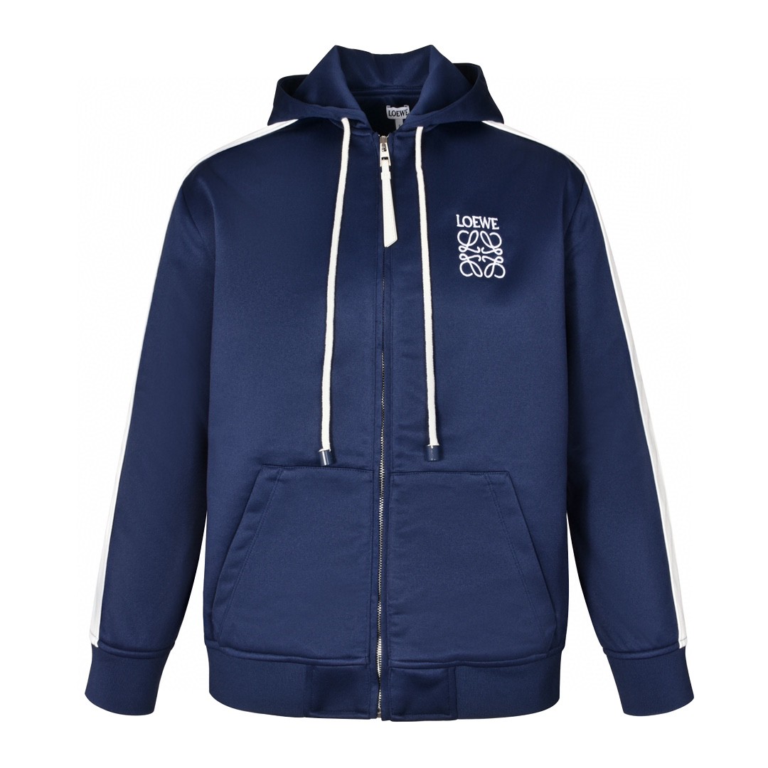 Loewe 罗意威 字母Logo刺绣拉链连帽卫衣 长袖 秋冬 蓝色 S359Y25X35-5510